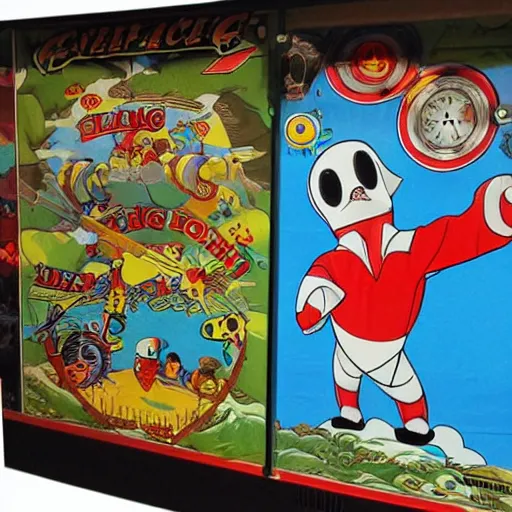 Image similar to the side of an arcade cabinet with artwork for a game called flying ace, intricate, highly detailed.