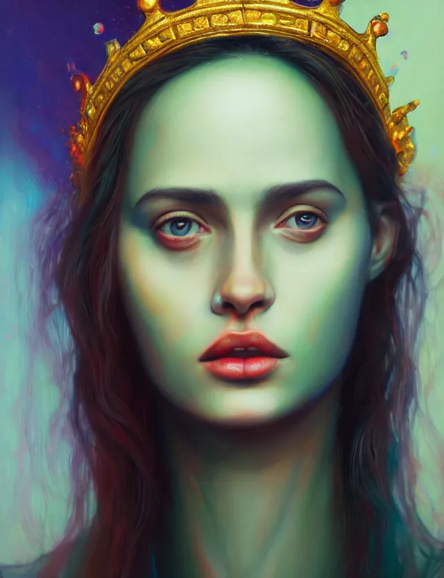 Image similar to blurred background. close-up portrait of a goddess in crown, by Alex Garant, Afarin Sajedi and Alena Aenami. unreal engine