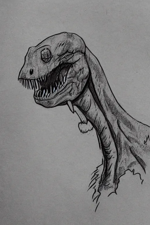 Prompt: A sketch of a dinosaur zombie
