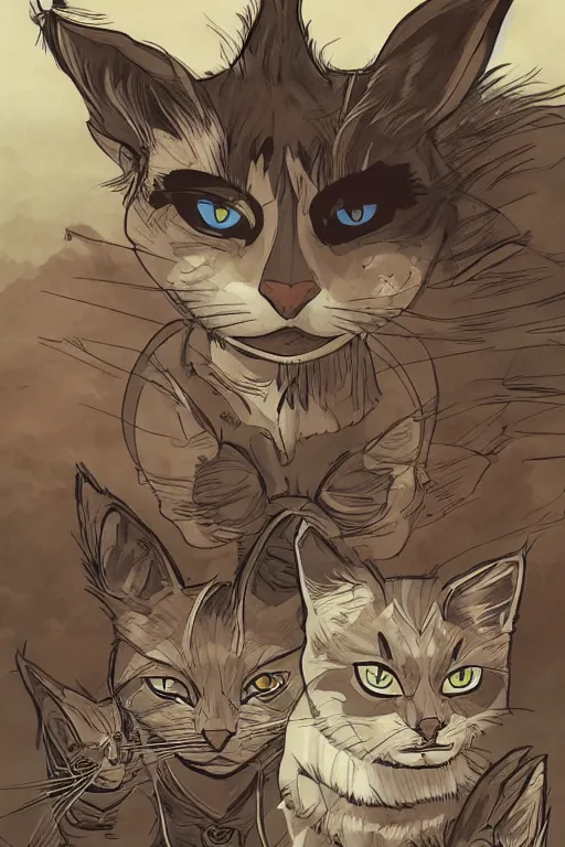a graphic novel comic about warrior cats, Stable Diffusion