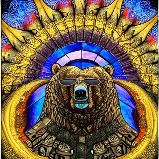 ( bear wearing sunglasses, hr giger ) ( ( stained | Stable Diffusion ...