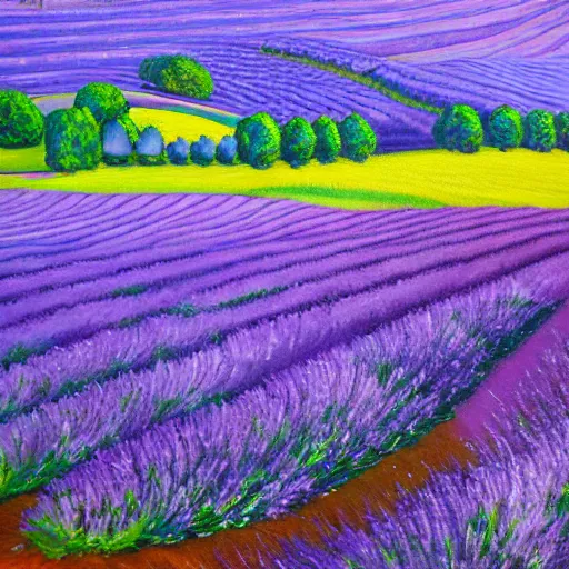 Image similar to highly detailed oil painting of field of lavender in france