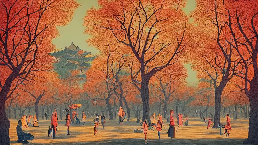 Image similar to “ autumn of beijing, by victor ngai ”