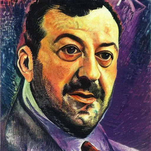 Prompt: futurism portrait of matteo salvini by umberto boccioni, high detail, 8 k, hq