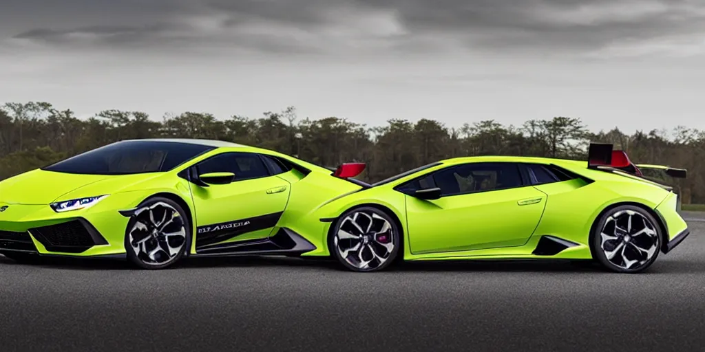 Image similar to a honda civic in the shape of lamborghini huracan concept car