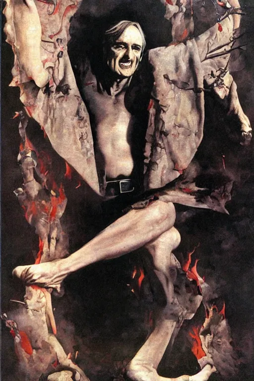 Prompt: portrait of Richard Dawkins as Satan, by Robert McGinnis