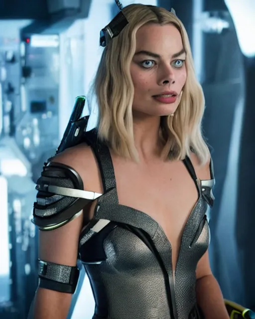 Prompt: margot robbie as the borg queen