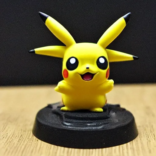 Image similar to photograph of tabletop mini of pikachu in warhammer 4 0 k armor, 8 k