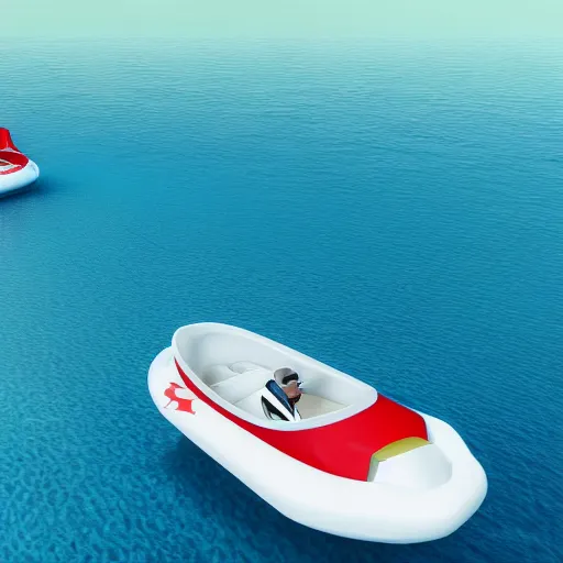 Prompt: a hamster inspired speed boat in the ocean, 4 k, highly - detailed, concept render art
