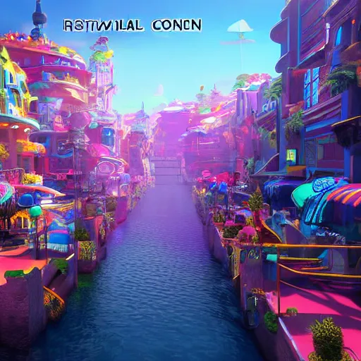 Image similar to colorful fantasy city, unreal engine