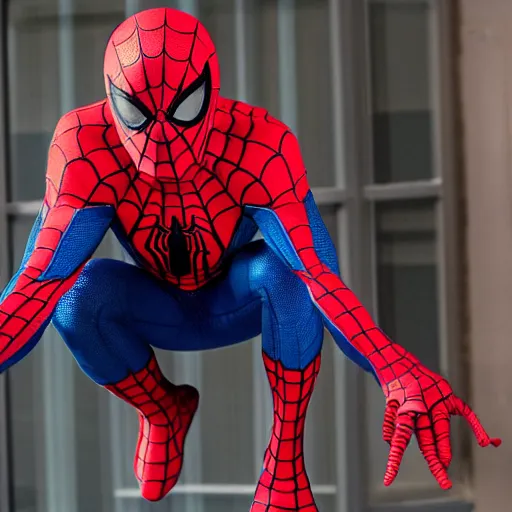 Image similar to spider - man with an extremely large head and tiny arms