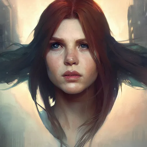 Image similar to kim possible, hyperrealistic portrait, bladerunner street, art of elysium by jeremy mann and alphonse mucha, fantasy art, photo realistic, dynamic lighting, artstation, poster, volumetric lighting, very detailed face, 4 k, award winning