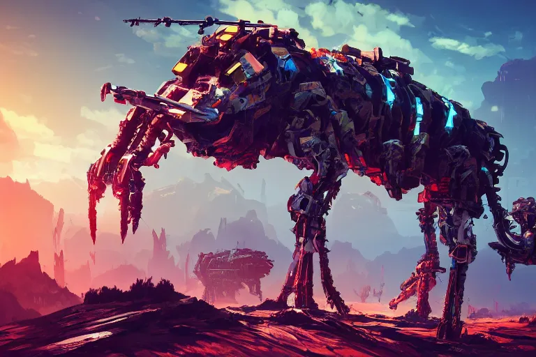 Image similar to sawtooth machine mecanical creature robot of horizon forbidden west horizon zero dawn bioluminiscence global illumination ray tracing hdr fanart arstation by ian pesty and alena aenami artworks in 4 k