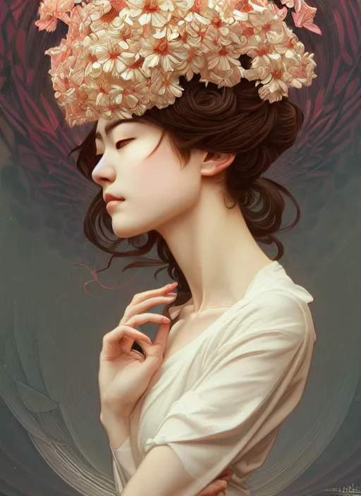 Prompt: symmetry!! portrait of floral! hitomi kisugi psycho, intricate, elegant, highly detailed, digital painting, artstation, concept art, smooth, sharp focus, illustration, art by artgerm and greg rutkowski and alphonse mucha, 8 k