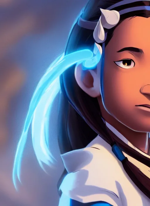 Image similar to Photorealistic Katara the Airbender in real life, 8k, HD