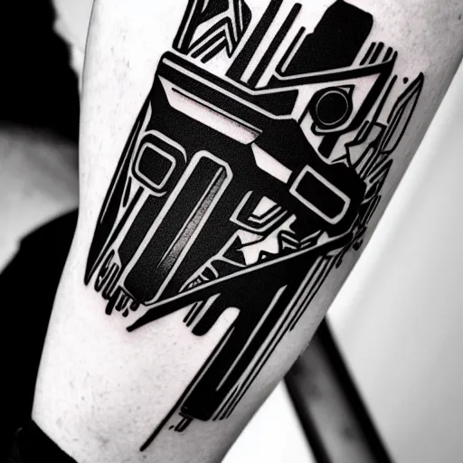 Image similar to cyberpunk minimalist tattoo design