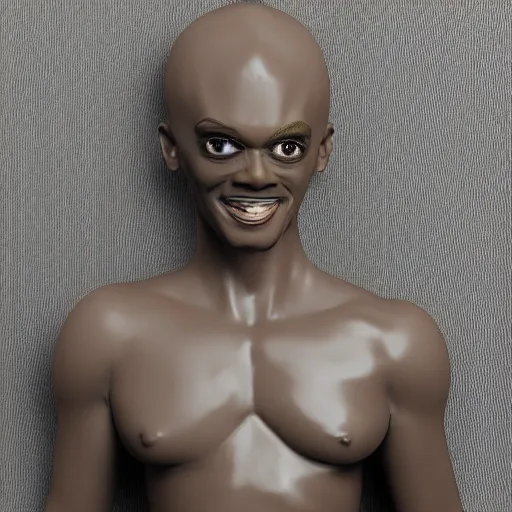 Prompt: studio photo of a ceramic figure, in the shape of a ru paul. photorealistic, minimalist, ultra detailed.