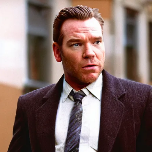 Image similar to film still of ewan mcgregor as james gandolfini in soprano, gameplay, 8 k, hd