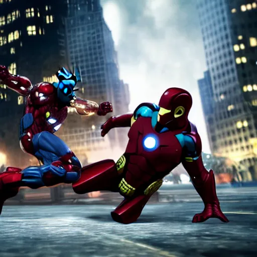 Prompt: batman and iron man fighting in chicago, ultra realistic, photorealistic, ultra details, cinematic