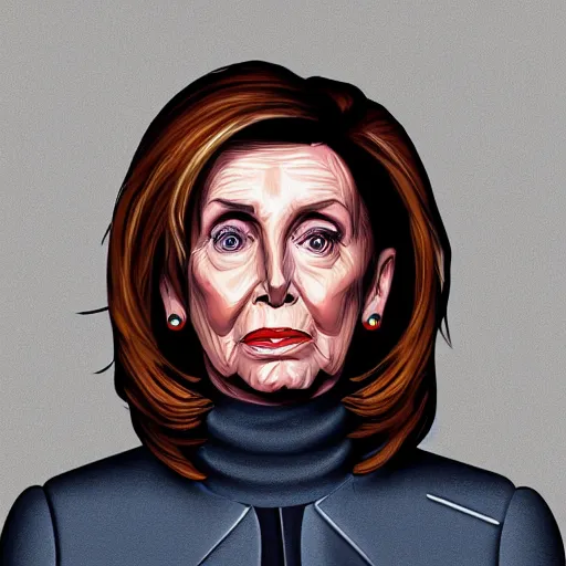 Image similar to Poster of Nancy Pelosi starring in Terminator, digital art, artstation