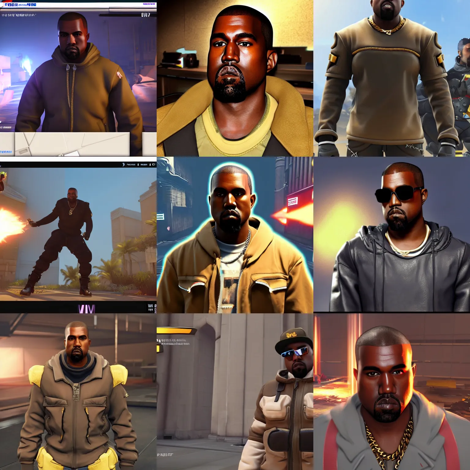 Prompt: a screenshot of kanye west in the video game overwatch. 3 d rendering. unreal engine. amazing likeness. very detailed.