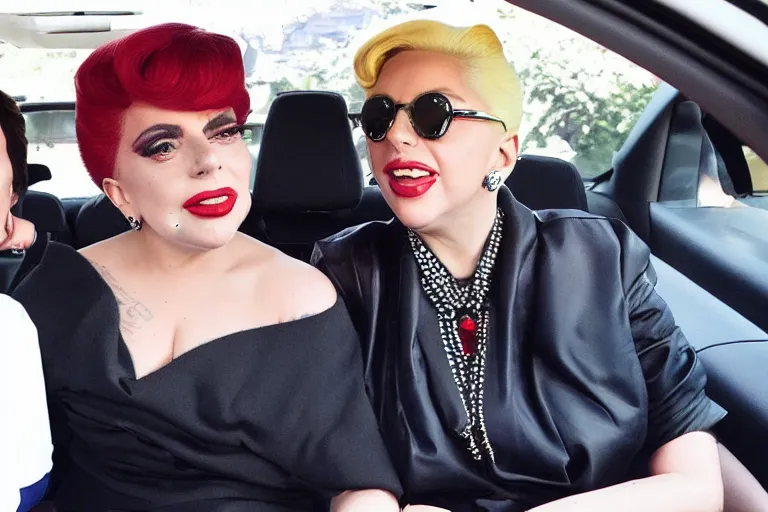 Image similar to lady gaga and judy garland carpool karaoke