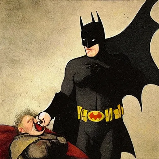 Prompt: batman eating a lime in a hospital, painting by rembrandt, vintage