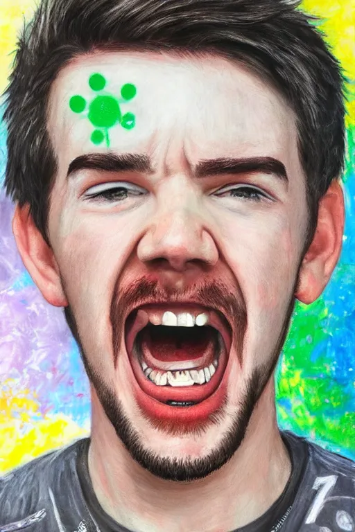 Image similar to Sean McLoughlin, jacksepticeye, irish youtuber, solo portrait, screaming as loud as he can 🎨🖌️