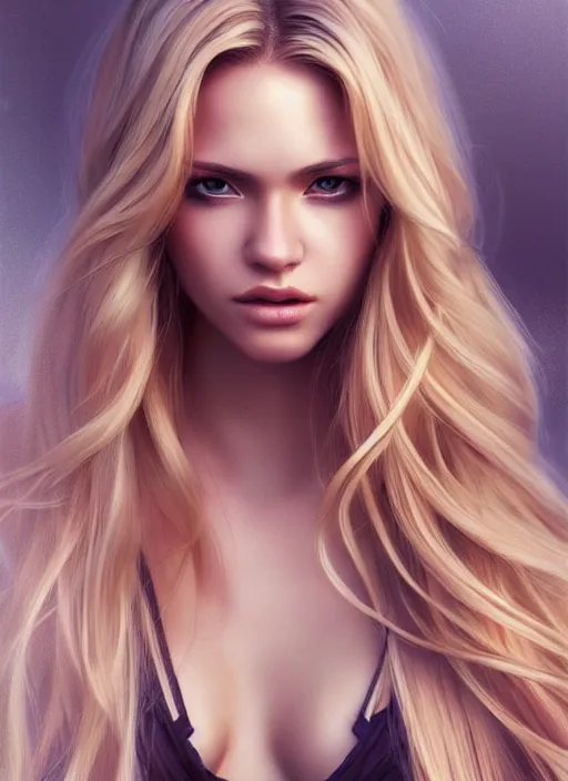 Prompt: photo of a gorgeous female with long blonde hair in the style of stefan kostic, realistic, body shot, sharp focus, 8 k high definition, insanely detailed, intricate, elegant, art by stanley lau and artgerm, floating embers