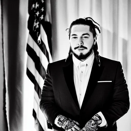 Image similar to Post Malone is elected president of the United States, photograph via The White House photographer