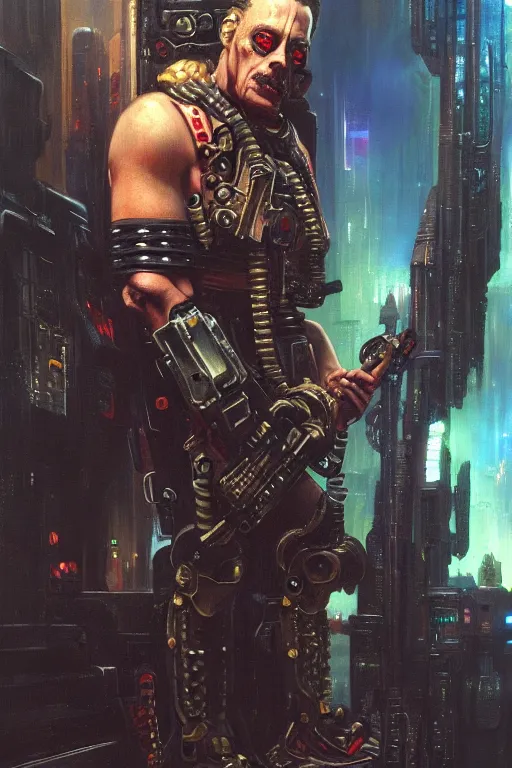 Image similar to cyberpunk warhammer 4 0 k steve buscemi, character design, painting by gaston bussiere, katsuya terada, frank frazetta, tom of finland, trending on artstation