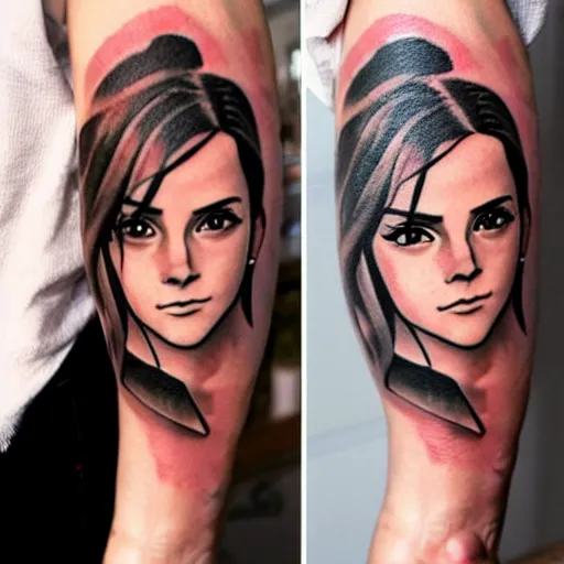 Image similar to tattoo of anime emma watson on arm