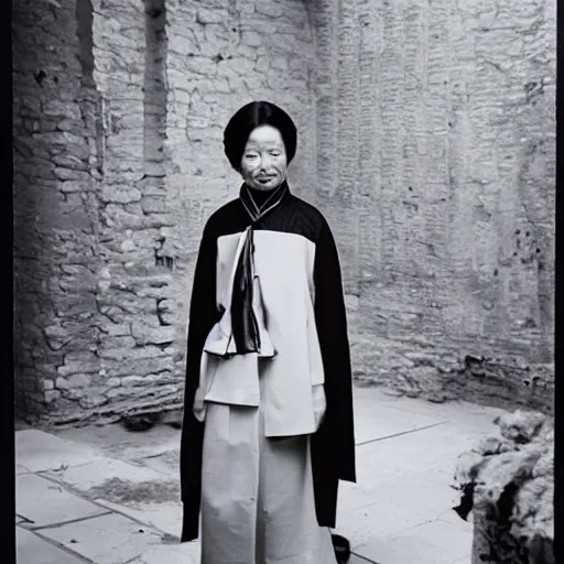 Image similar to A Chinese woman wearing clothes from 2078, portrait, Taschen, by David Bailey