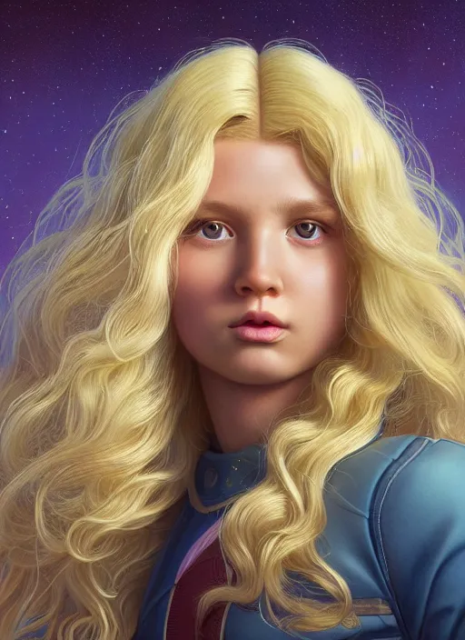 Prompt: highly detailed closeup portrait young plejaden woman with wavy blonde hair in a retro spaceship with large windows, stephen bliss, unreal engine, greg rutkowski, ilya kuvshinov, ross draws, hyung tae and frank frazetta, tom bagshaw, tom whalen, nicoletta ceccoli, mark ryden, earl norem, global illumination, god rays, detailed and intricate environment