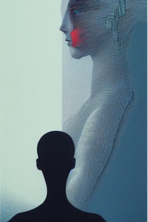 Image similar to woman wearing oculus and digital glitch head edward hopper and james gilleard, zdzislaw beksisnski, higly detailed