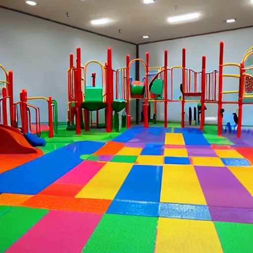 Prompt: indoor children's playground with nobody