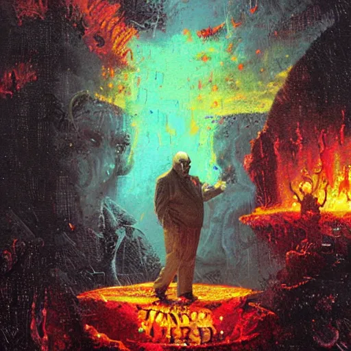 Image similar to tony soprano in hell by paul lehr and moebius
