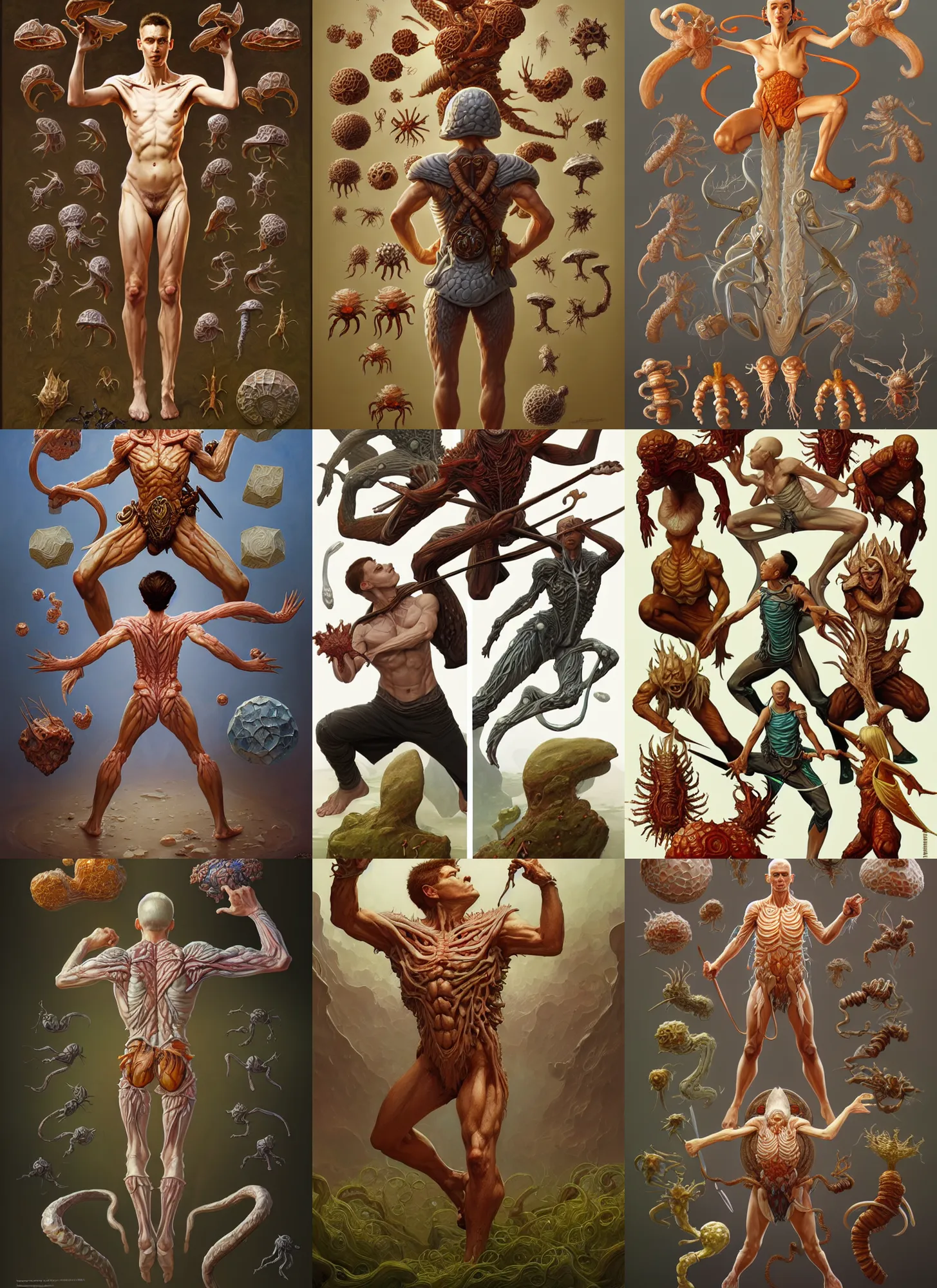 Image similar to full - body d & d mtg fungus anatomy on white background, action pose, intricate, highly detailed, digital painting, artstation, concept art, smooth, sharp focus, illustration, art by norman rockwell emiliano ponzi andrey remnev yoann lossel aaron jasinski, 8 k