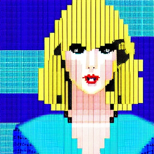 Image similar to 8 - bit pixel art of taylor swift, artstation, cute