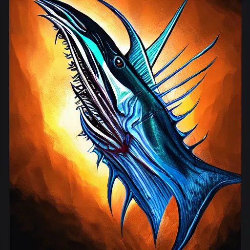 Image similar to zombified tribal sailfish, trending on artstation, ultra fine detailed, hyper detailed, hd, concept art, digital painting