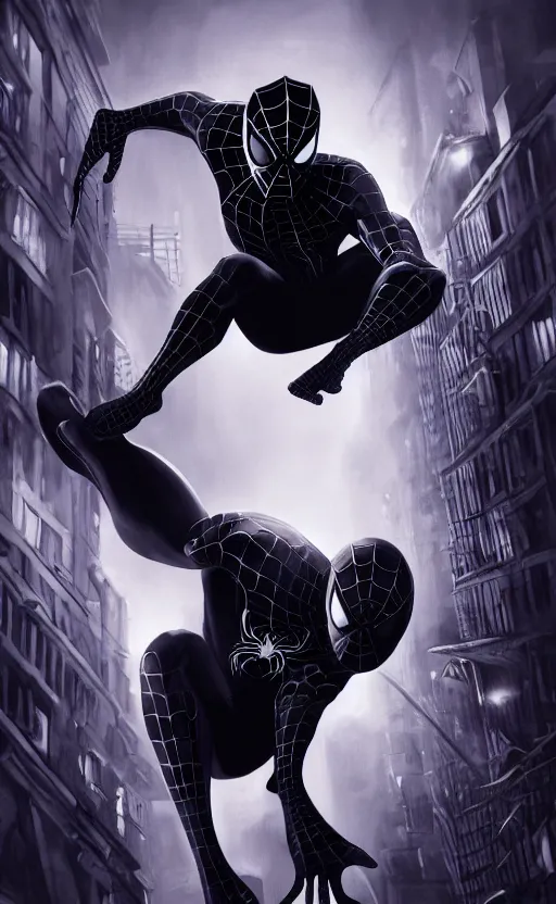 Image similar to spiderman noir, dynamic lighting, photorealistic fantasy concept art, trending on art station, stunning visuals, creative, cinematic, ultra detailed