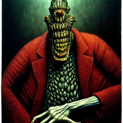 Image similar to the crocodile man by otto dix, junji ito, hr ginger, jan svankmeyer, beksinski, claymation, hyperrealistic, aesthetic, masterpiece