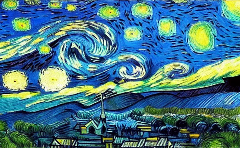 Image similar to a beautiful landscape in the style of vincent van gogh, ultra realistic, beautiful