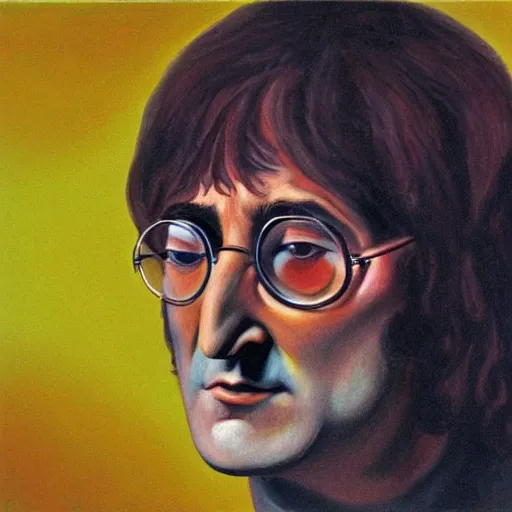 Image similar to john lennon in a surrealist painting