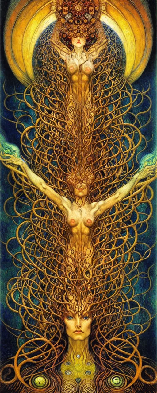 Image similar to Divine Chaos Engine by Karol Bak, Jean Delville, William Blake, Gustav Klimt, and Vincent Van Gogh, symbolist, visionary