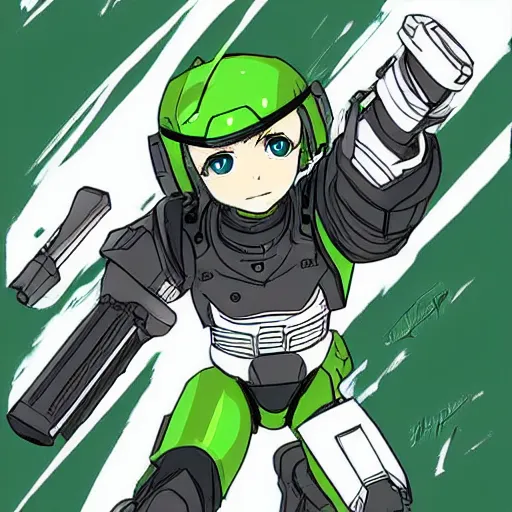 Image similar to Master chief on Watamote manga 2d fan art