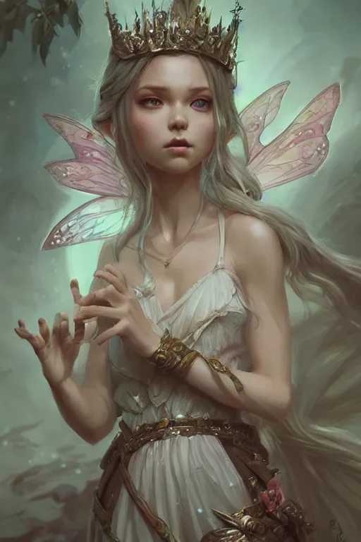 Image similar to fairy princess, highly detailed, d & d, fantasy, highly detailed, digital painting, trending on artstation, concept art, sharp focus, illustration, art by artgerm and greg rutkowski and fuji choko and viktoria gavrilenko and hoang lap