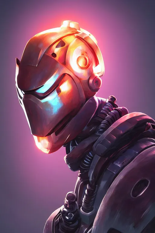 Image similar to epic mask helmet robot ninja portrait stylized as fornite style game design fanart by concept artist gervasio canda, behance hd by jesper ejsing, by rhads, makoto shinkai and lois van baarle, ilya kuvshinov, rossdraws global illumination radiating a glowing aura global illumination ray tracing hdr render in unreal engine 5