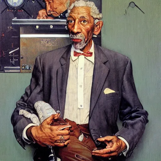 Prompt: Ernest Worrell portrait by Norman Rockwell