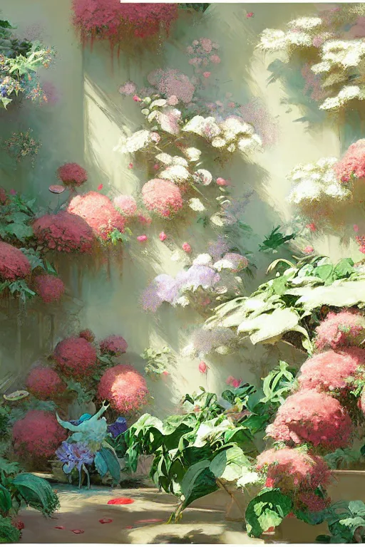 Prompt: Chinoiserie floral wall by Craig Mullins, pixar